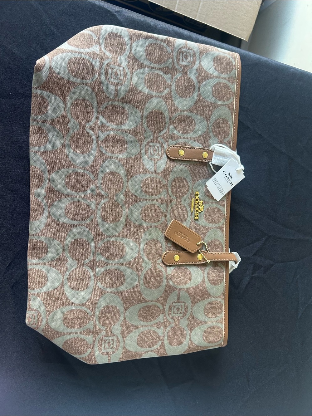 Coach Beige and Tan Signature Canvas Tote